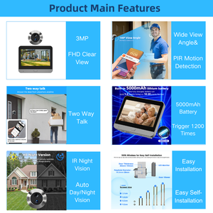 3MP Wifi Mini <span class=keywords><strong>Hidden</strong></span> Spy Video Doorphone máy ảnh 5000mAh hai chiều âm thanh 140 ° Xem góc <span class=keywords><strong>PIR</strong></span> phát hiện chuyển động lổ nhìn trộm chuông cửa - Product Image 2