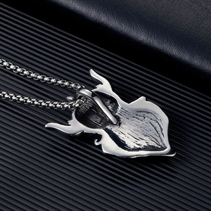 Collana in Acciaio Inossidabile, Ciondolo Vintage a Forma di Dio della Guerra, Collana da Uomo Trendy in Acciaio al Titanio con Motivo Diavolo - Product Image 6