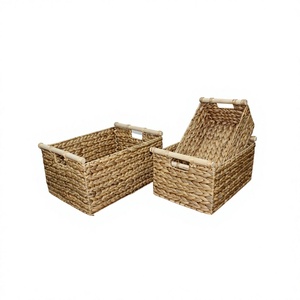 Cestas de Almacenamiento Premium de Moda, Rectangulares, Rústicas, de Jacinto de Agua Natural, con Asas, Multiusos, para el Hogar y Escritorio - Product Image 3