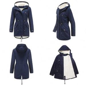 2021 New Arrive Winter Women Solid Color Hooded Overcoat Fleece Inner Parka Heavy Cotton <strong>Velveteen</strong> Warm Outwear Tops Jacket <strong>Coat</strong> - Product Image 6