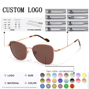 Lunettes de soleil Cat Eye à monture complète, monture argentée, verres gris, unisexe, adulte, protection solaire UV400 - Product Image 2