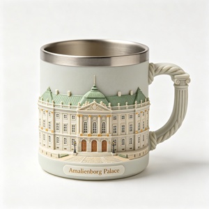 Taza de Resina al por Mayor con Diseño de Castillo, Taza Esculpida con Revestimiento de Acero Inoxidable, Recuerdo de Viaje de <span class=keywords><strong>Dinamarca</strong></span>, Taza de Poliresina - Product Image 5