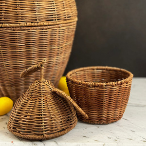 Rattan Lemon <b>Storage</b> <b>Basket</b> Hand Woven Fruit Shaped With Handle For Home Decor - Product Image 5