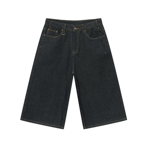 Shorts en jean bleu clair personnalisés, délavés, effet usé, coupe large, style streetwear, taille haute, baggy pour homme - Product Image 5