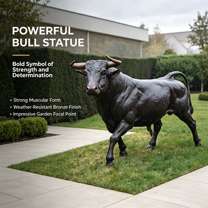 Statue de taureau majestueux <span class=keywords><strong>en</strong></span> bronze et fibre de verre pour l'extérieur, idéale pour les places d'entreprise, les centres de villégiature, les villas et comme pièce maîtresse décorative pour pelouse - Product Image 1