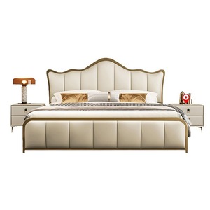 Set camera da letto struttura mobili produttore Soft Pad letto moderno <span class=keywords><strong>King</strong></span>-<span class=keywords><strong>size</strong></span> doppio letto in legno massello - Product Image 6