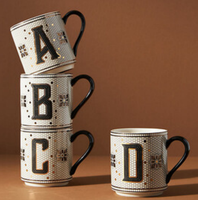 Exquisita Taza de Cerámica de 14 oz con Diseño de Letras, Apta para Lavavajillas, para Disfrutar de Café, Té y Capuchino, Decoración para el Hogar