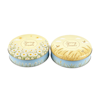 Boîte à biscuits en métal vide de 168x50mm, bicolore bleu-jaune, de qualité alimentaire, avec logo personnalisé, pour emballage cadeau de boulangerie