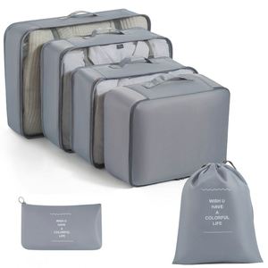 11pcs Unisex Lightweight Zipper Closure Packing Cubes Fashionable Letter-Style <b>Travel</b> <b>Bags</b> Portable Organizer for Cosmetics - Product Image 1