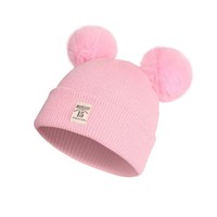 Gorros de Invierno de Fibras Acrílicas para Niños, Gorros Tejidos con Doble Bola, Gruesos y Cálidos, Gorro de Invierno para Niños, Moda Infantil para Exteriores