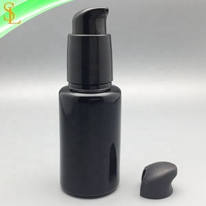 Flacone Airless <span class=keywords><strong>in</strong></span> Vetro Nero Ceramico da 30ml con Tappo Pompa Nero per Crema Viso/Olio Cosmetico - Product Image 2