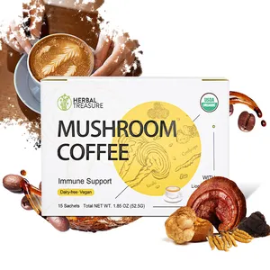 인스턴트 커피 4 in 1 버섯 커피 인스턴트 커피 reishi 차가 사자 갈기 동충하초 약용 버섯