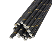 Pailles en papier biodégradables écologiques de qualité supérieure, pailles en papier noir à impression dorée pour la maison, le café, les boissons quotidiennes
