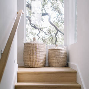 Panier en paille tissé avec couvercle, panier à linge, panier de rangement du vietnam - Product Image 4