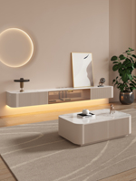 Meubles de Salon Modernes de Luxe : Ensemble Meuble TV Suspendu, Buffet TV et Table Basse Murale en Verre
