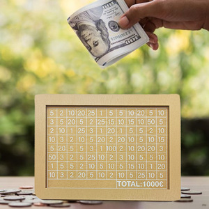 Wooden <b>Money</b> <b>Saving</b> Challenge <b>Jar</b> 18x13x7cm For Kids Home Decoration - Product Image 1