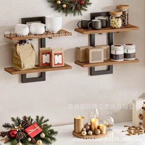 Cross-border wooden bathroom storage rack, kitchen and living room <b>wall</b>-<b>mounted</b> washbasin cosmetic <b>wall</b> multi-functional <b>shelf</b> - Product Image 1
