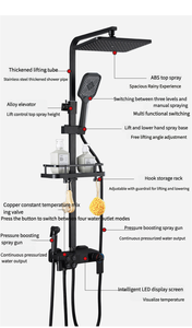 Thông Minh Hiển Thị Kỹ Thuật Số Tĩnh Nhiệt Vòi Hoa Sen Vòi Set Duy Nhất Xử Lý Màu Đen Brass Phòng Tắm Hệ Thống Mềm Bao Gồm Vòi Hoa Sen Đánh Bóng - Product Image 4