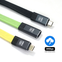 Kabel Silikon Pendek Datar USB3.2 Gen2 20Gbps Tipe C ke Tipe C Transfer Data Kecepatan Tinggi Kabel Pengisian Cepat PD
