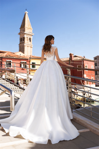 Nuovo Design Plus Size principessa raso <span class=keywords><strong>bianco</strong></span> diserbo abito per la <span class=keywords><strong>sposa</strong></span> - Product Image 2
