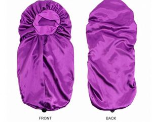 Long Satin Sleeping Bonnet Large Cap Silk Bonnets With Tie Band Button for <b>Braids</b> Curly Hair Promotion Gift - Product Image 4