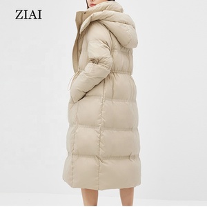 Chaqueta de algodón con capucha de alta calidad, abrigo largo por encima de la rodilla, grueso y cálido, relleno de plumón de <span class=keywords><strong>pato</strong></span> blanco, para invierno, venta al por mayor - Product Image 5