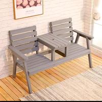 Banc de jardin et de patio extérieur en bois massif moderne bleu Park avec dossier, double place