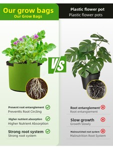 Sac <span class=keywords><strong>de</strong></span> plantation X137 avec contrôle <span class=keywords><strong>des</strong></span> racines, sac <span class=keywords><strong>de</strong></span> plantation d'arbres, sac à fleurs en tissu non tissé vert, sac nutritif pour plantes, pot <span class=keywords><strong>de</strong></span> fleurs - Product Image 4