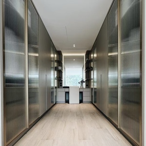 BALOM High End U-Shaped Luxury Walk in Closet Built-in Glass Wood Soft Close Drawers <b>LED</b> Light Custom OEM Wholesale - Product Image 1