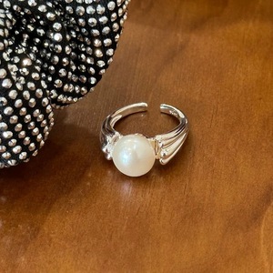 S925 Sterling Silver Pearl <b>Ring</b> Women Adjustable <b>Open</b> Design Elegant Everyday Wear Ball Shape Bezel Setting Jewelry - Product Image 4