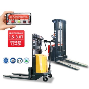 빠른 배송 Aomai 전기 지게차 팔레트 스태커 리프터 1500kg 2000kg 납산/리튬 이온 배터리 고체 타이어 - Product Image 1