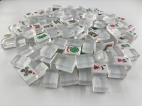 Ensemble de Mahjong américain de luxe en perles, 160 tuiles gravées en acrylique, thème Chalet Blanc Perle, personnalisé