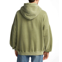 Sweat à capuche vert sauge délavé en molleton de coton 450 GSM à épaules tombantes surdimensionné pour streetwear vintage avec cordon de serrage