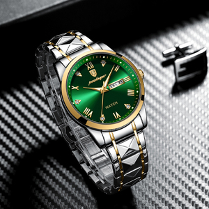 Poedagar Top marque de luxe mode en acier inoxydable cadran vert montre hommes étanche lumineux <span class=keywords><strong>semaine</strong></span> Date Sport montre-bracelet à Quartz - Product Image 6