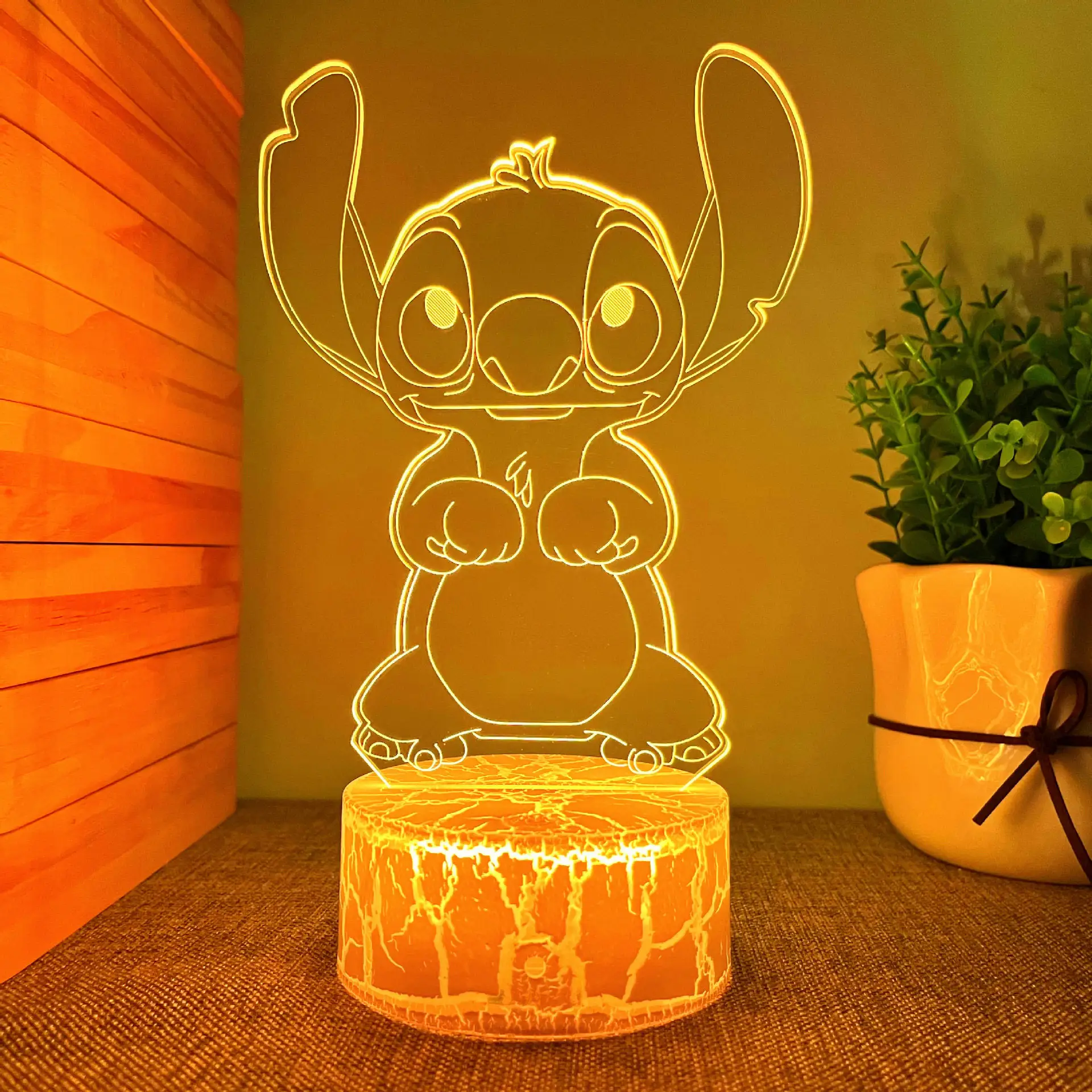 Lampu meja USB Stitch, lampu malam 3D untuk hadiah anak-anak lampu warna-warni