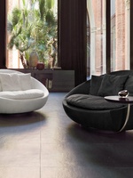 Fauteuil pivotant individuel Sea's Fragrance, design italien minimaliste, en éponge, de luxe, en forme d'arc, garantie 2 ans, pour ensemble de salon
