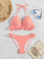 Maillots de bain sexy en dentelle à volants, bikinis tricotés, deux pièces, ensemble de maillots de bain pour femmes, OEM