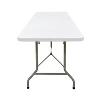 Table pliante rectangulaire populaire de 8 pieds en plastique HDPE blanc pour événements intérieurs/extérieurs, fêtes, mariages, pique-niques et repas