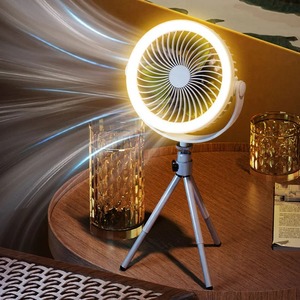 Ventilateur de camping avec lumière LED, 3 vitesses réglables, ventilateur de circulation d'air de bureau, rechargeable par USB, ventilateur de circulation d'air multifonction - Product Image 5