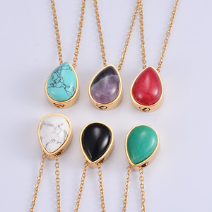 Collier de cendres de crémation en acier inoxydable minimaliste Collier d'urne de crémation en pierre naturelle pour animaux de compagnie - Product Image 4