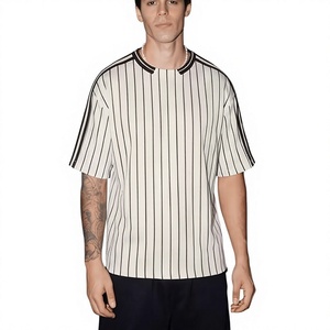 Latest Cheap Price Fashionable <b>Plus</b> <b>Size</b> Men's O-Neck Short Sleeve Striped Casual Printed Breathable 100% Cotton Jersey Custom - Product Image 1