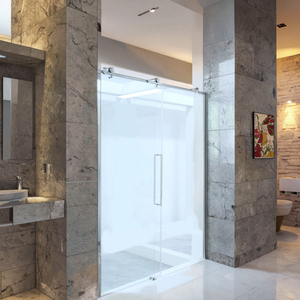 Exceed 2025 Portable Frameless Sliding Shower Door Stainless Tempered Glass For Hotel Bathroom Use