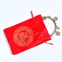 Sacs à cordon en tissu de soie, petits sacs rouges, emballage de bijoux pour colliers, Bracelets, cadeaux, pochettes pour fête de mariage, 50 pièces