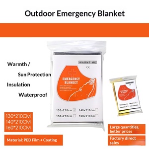 <span class=keywords><strong>Couverture</strong></span> d'urgence extérieure en feuille d'aluminium réfléchissante or et argent, isolante thermique, pare-soleil, imperméable, légère et peu encombrante - Product Image 1