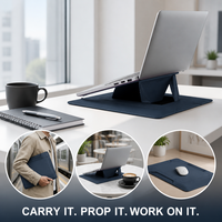 Housse multifonctionnelle pour ordinateur portable en similicuir avec support pliable et tapis de souris pour le bureau et les voyages