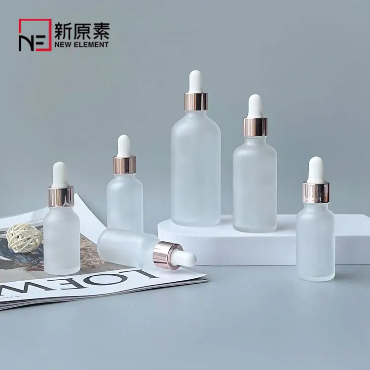 New Element 5ml 10ml 15ml 30ml 50ml 100ml Frosted Rose Gold Glass Dropper Perfume Bottle