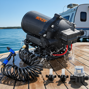 Bomba de diafragma automática Rover de 5.3 GPM y 70 PSI con manguera de 25 pies para RV, barco, marina, yate - Product Image 2