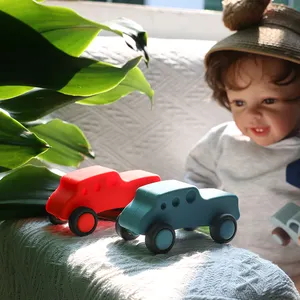 PAISEN Silicone Custom Boy Girl Mini Small Vehicles Truck Motor Ambulance Plane Car Wheel Toy Set For Child Baby Sensory Toys