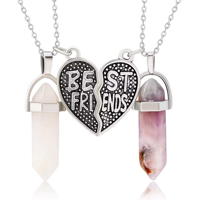 Nouveau Collier Pendentif en Pierre Naturelle Améthyste pour Couple, Forme Balle, Pierres Saines, Cœur, Soleil, Étoile, Aimant, pour Meilleur Ami