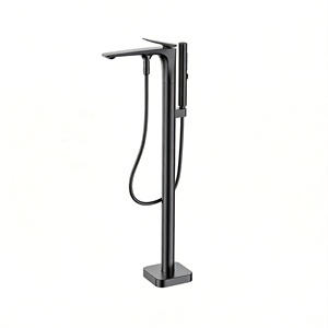 Grifo de <span class=keywords><strong>ducha</strong></span> independiente de lujo Maestro Spectrum, montaje en suelo, latón, control termostático, válvula de cerámica, chorro de latón pulido - Product Image 3